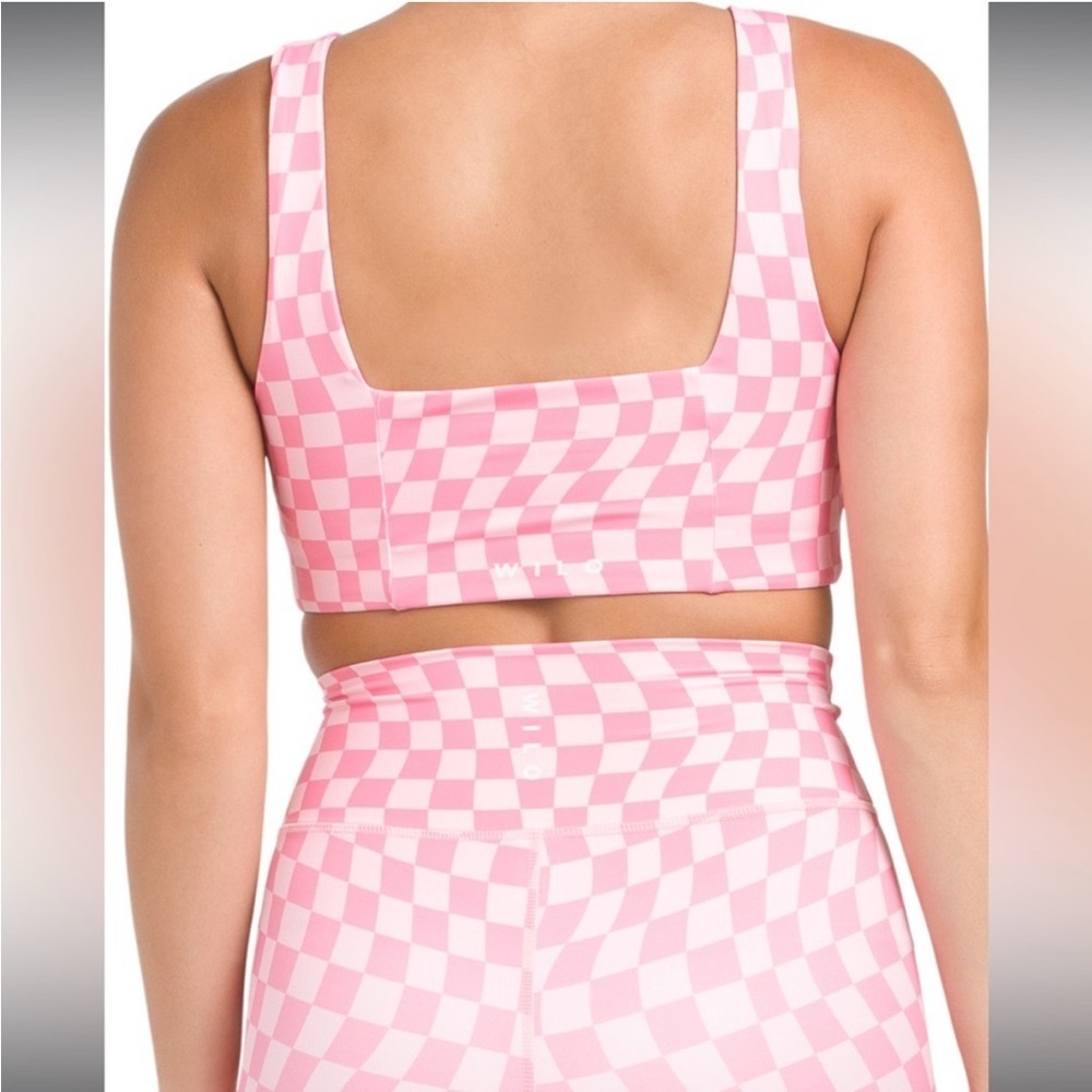 Wilo the Label Pink Checkered Sports Bra Size M - Picture 2 of 8